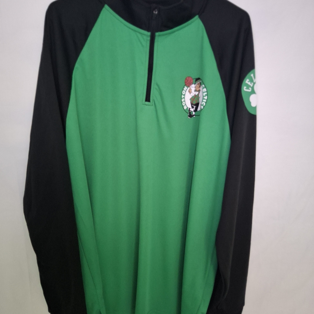 NBA Celtics Green and Black Quarter-Zip Pullover‎